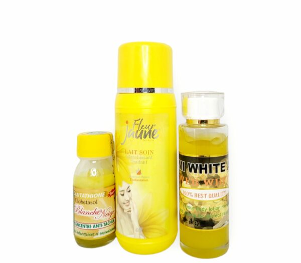 Trio Blanchissant Fleur Jaune au essences de fleurs thaîlandaises Et AHA Unifiant